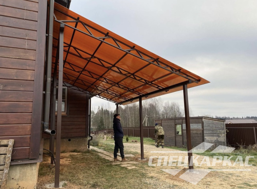 Навес примыкающий к дому для парковки одного автомобиля №69 1750