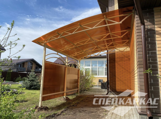 Навес к дому из поликарбоната для террасы №28 1344