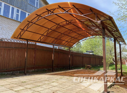 Усиленный навес из поликарбоната для парковки одного автомобиля №29 1354