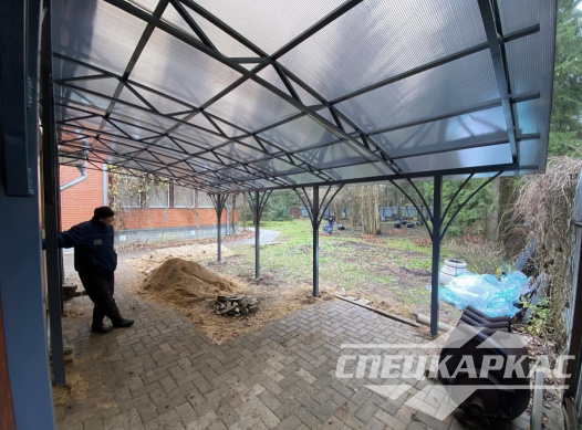 Навес из поликарбоната к дому для террасы №68 1741