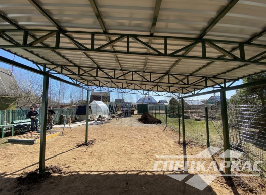 Односкатный навес из профнастила для автомобиля №37 1438