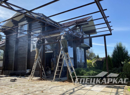 Односкатный навес из поликарбоната (скат за забор) №92 1978