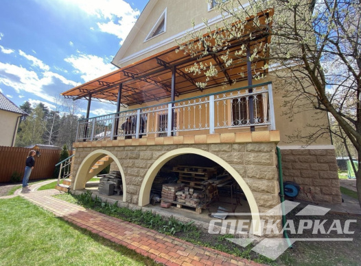 Навес из поликарбоната к дому | Навес над балконом | Навес терасса №14 1209