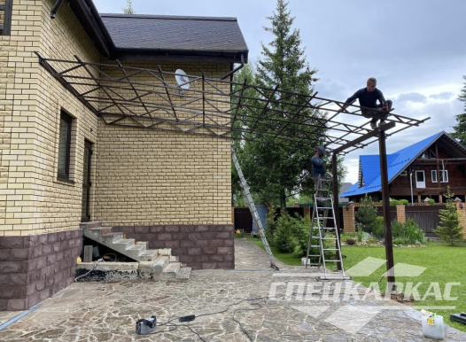 Навес к дому из поликарбоната | Навес над входом в дом №25 1314