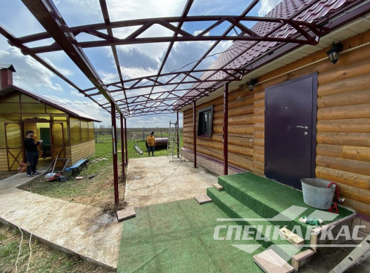 Навес к дому из поликарбоната для террасы №33 1394