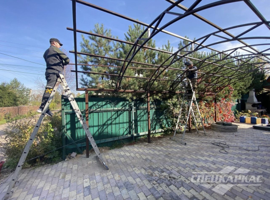 Арочный навес из поликарбоната на две машины №81 2