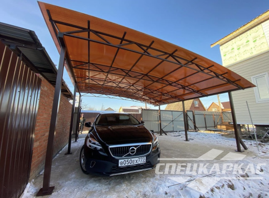 Односкатный навес для автомобилей (скат от соседа) №55 1605