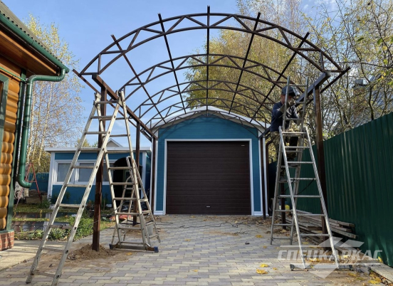 Арочный навес из поликарбоната на две машины №100 5