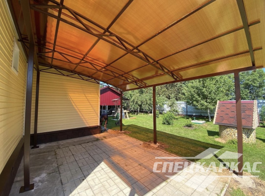 Навес из поликарбоната к дому | Навес их поликарбоната для терассы №13 1201