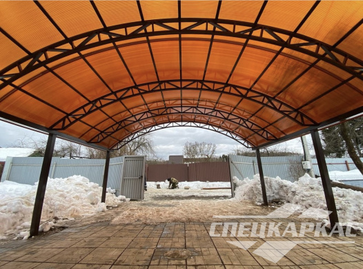 Арочный навес из поликарбоната для парковки двух автомобилей №6 1132