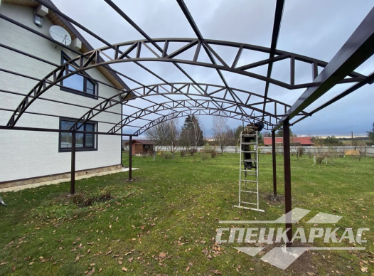 Арочный навес из поликарбоната на две машины №72 1778