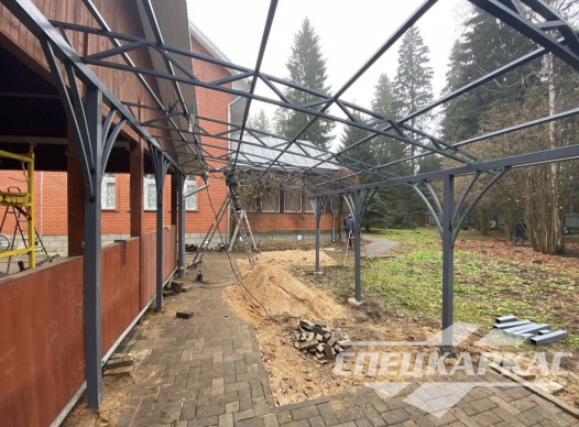 Навес из поликарбоната к дому для террасы №68 1737