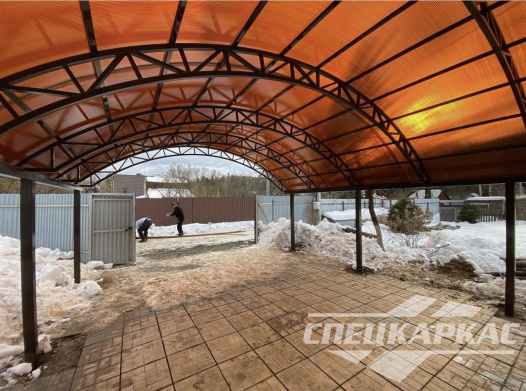 Арочный навес из поликарбоната для парковки двух автомобилей №6 1134