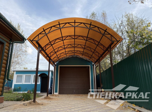 Арочный навес из поликарбоната на две машины №100 2064