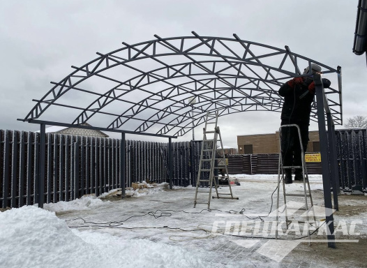 Прочный и просторный навес из поликарбоната для двух автомобилей 7х7 №51 1567