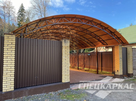 Навес из поликарбоната на 4 автомобиля №52 1584