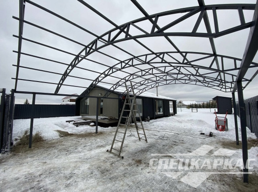 Прочный и просторный навес из поликарбоната для двух автомобилей 7х7 №51 1568