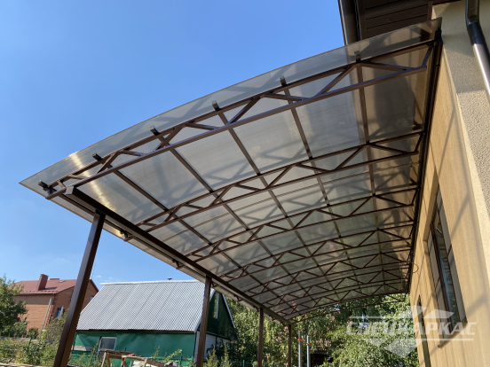 Навес из поликарбоната к дому для террасы №80 5