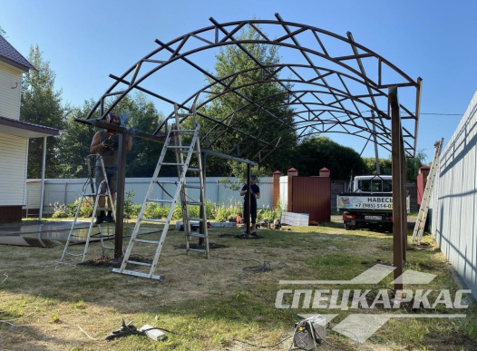 Классический навес из поликарбоната для машины арочного типа №11 1179