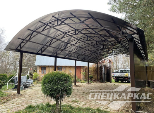 Навес из поликарбоната усиленный, для парковки двух автомобилей №65 1711