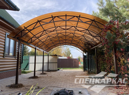 Арочный навес из поликарбоната на две машины №81 1874