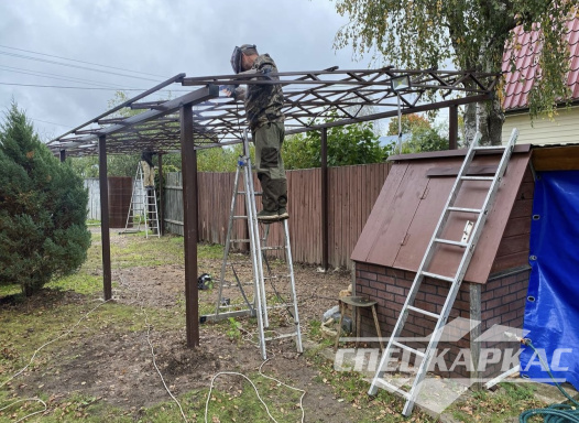Односкатный навес для автомобилей (скат от соседа) №91 1967