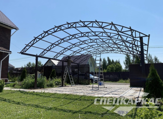 Усиленный металлический навес из поликарбоната для автомобилей №19 1255