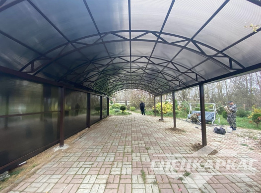 Навес из поликарбоната усиленный, для парковки двух автомобилей №65 1713