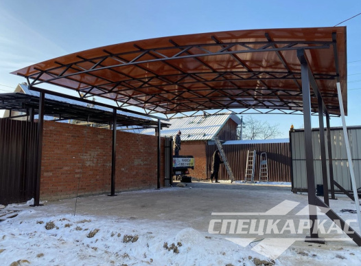 Односкатный навес для автомобилей (скат от соседа) №55 1612