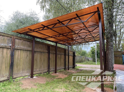 Прямой односкатный навес из поликарбоната для машины №97 2031