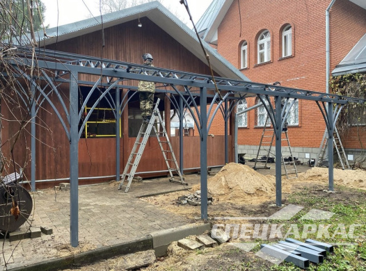 Навес из поликарбоната к дому для террасы №68 1736