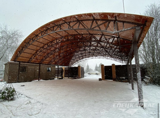 Большой, усиленный навес для автомобилей из поликарбоната №60 1