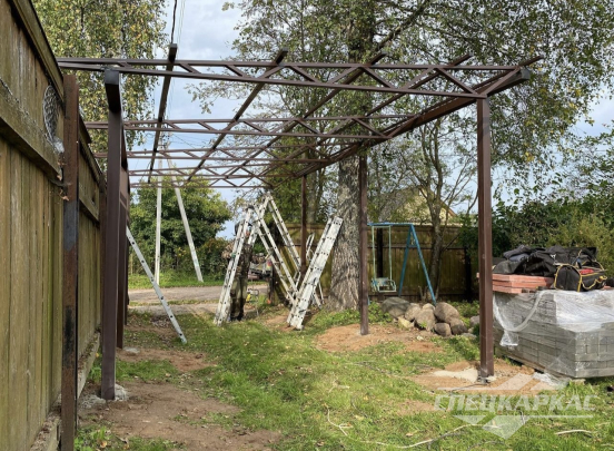 Прямой односкатный навес из поликарбоната для машины №97 4