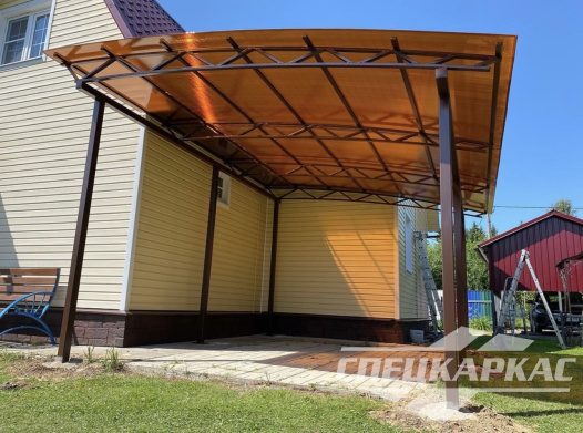Навес из поликарбоната к дому | Навес их поликарбоната для терассы №13 1200