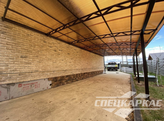 Навес из поликарбоната к дому | Пристенный навес из поликарбоната №2 1074