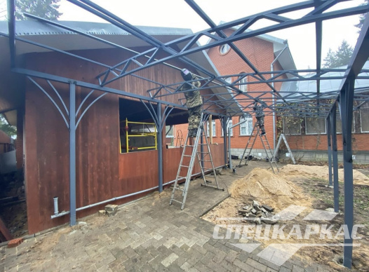 Навес из поликарбоната к дому для террасы №68 1738