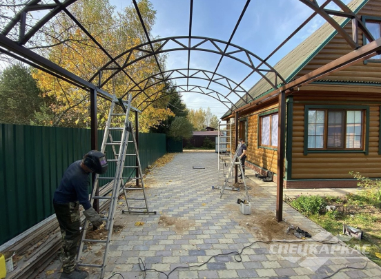 Арочный навес из поликарбоната на две машины №100 4