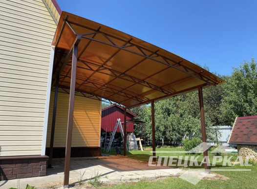 Навес из поликарбоната к дому | Навес их поликарбоната для терассы №13 1202