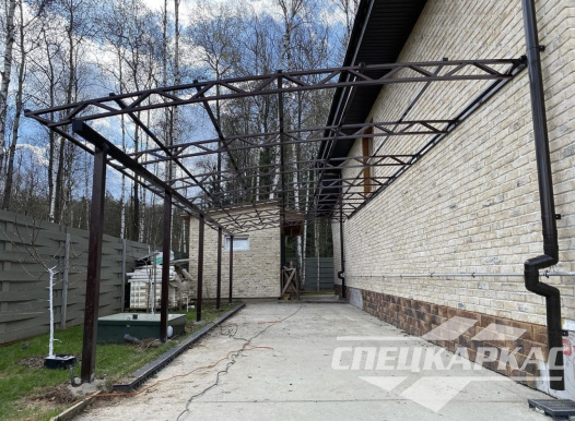 Навес из поликарбоната к дому | Пристенный навес из поликарбоната №2 1068