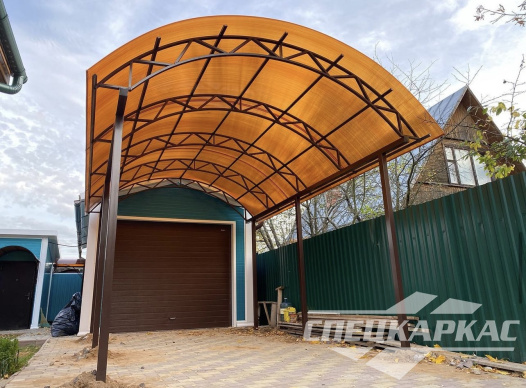 Арочный навес из поликарбоната на две машины №100 2055