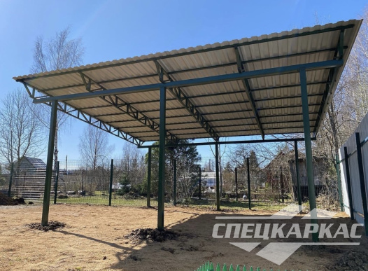 Односкатный навес из профнастила для автомобиля №37 1436