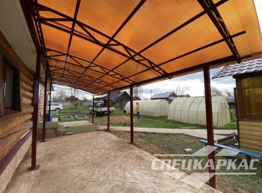 Навес к дому из поликарбоната для террасы №33 1390