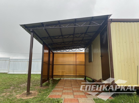 Навес из профнастила к дому №31 1370