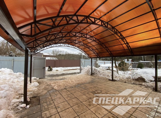 Арочный навес из поликарбоната для парковки двух автомобилей №6 1130