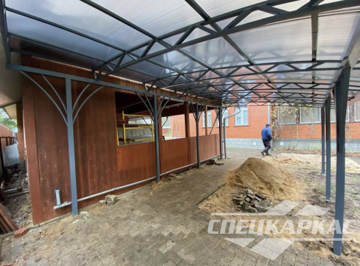 Навес из поликарбоната к дому для террасы №68 1744