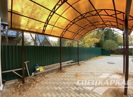 Арочный навес из поликарбоната на две машины №100 2062