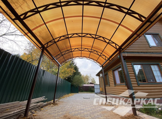 Арочный навес из поликарбоната на две машины №100 2061
