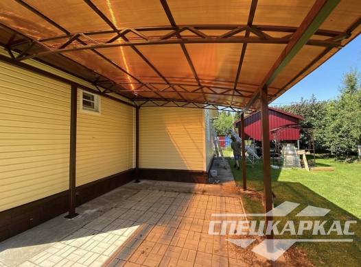Навес из поликарбоната к дому | Навес их поликарбоната для терассы №13 1203