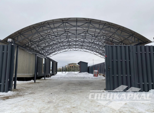 Прочный и просторный навес из поликарбоната для двух автомобилей 7х7 №51 1569