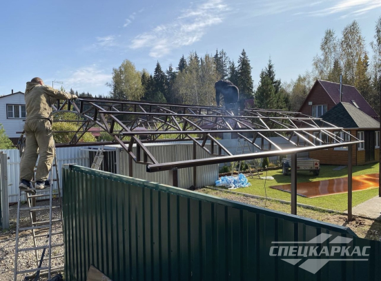 Навес на две машины из поликарбоната №85 4